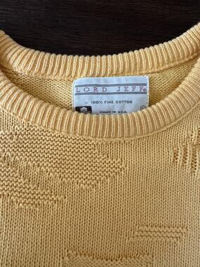 Vintage 80s 90s Canary Yellow Sweater Mens M Retro Fine Cotton USA Lord Jeff